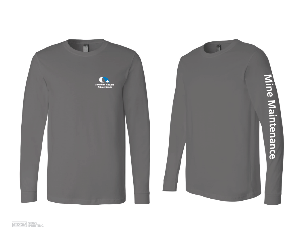 BELLA + CANVAS - Jersey Long Sleeve Tee - 3501 - Asphalt - Heat Transferred