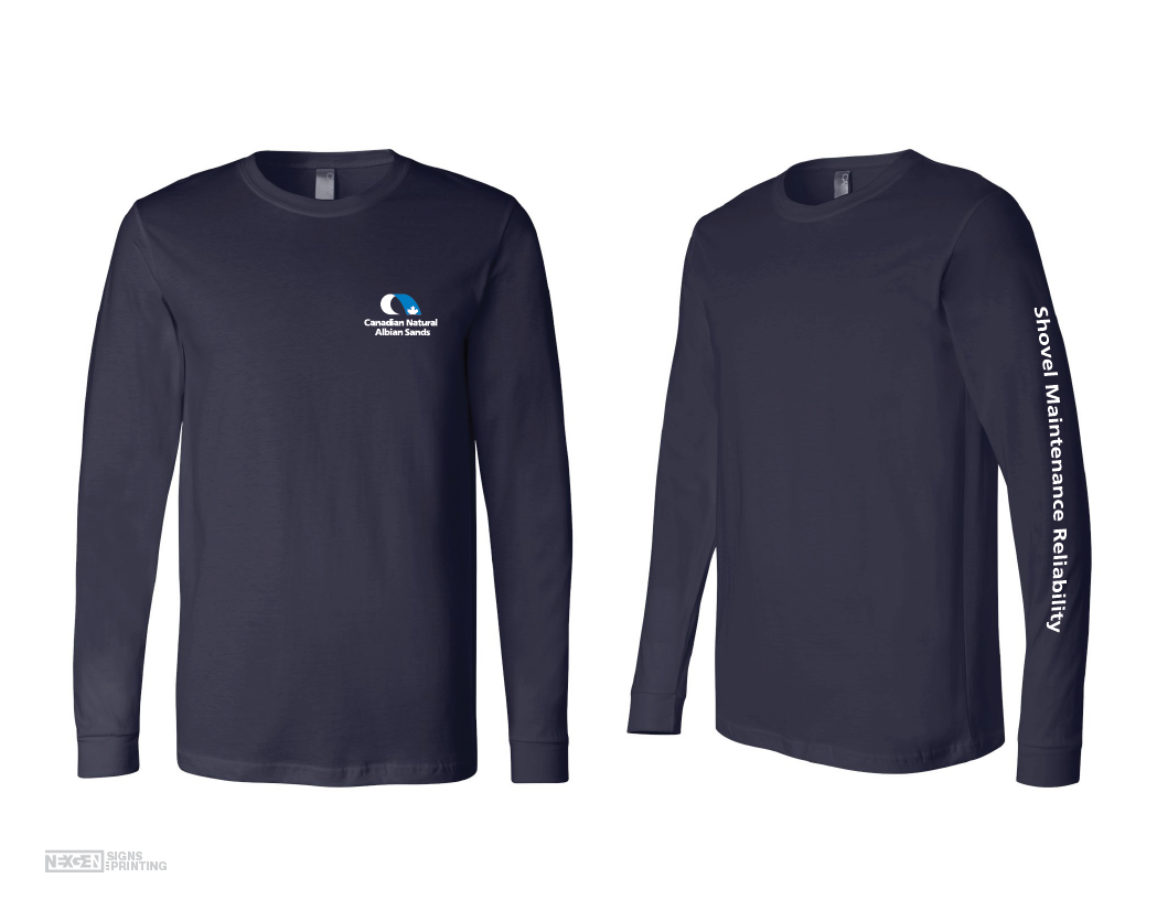 BELLA + CANVAS - Jersey Long Sleeve Tee - 3501 - Navy - Heat Transferred