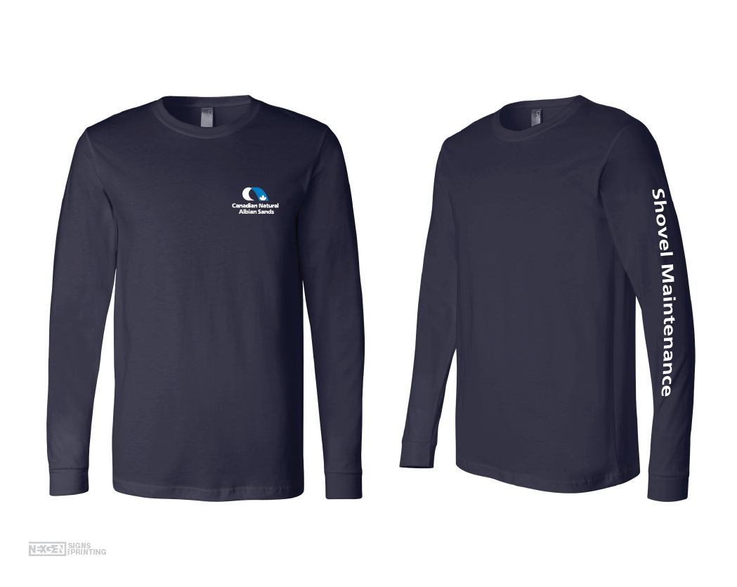 BELLA + CANVAS - Jersey Long Sleeve Tee - 3501 - Navy - Heat Transferred