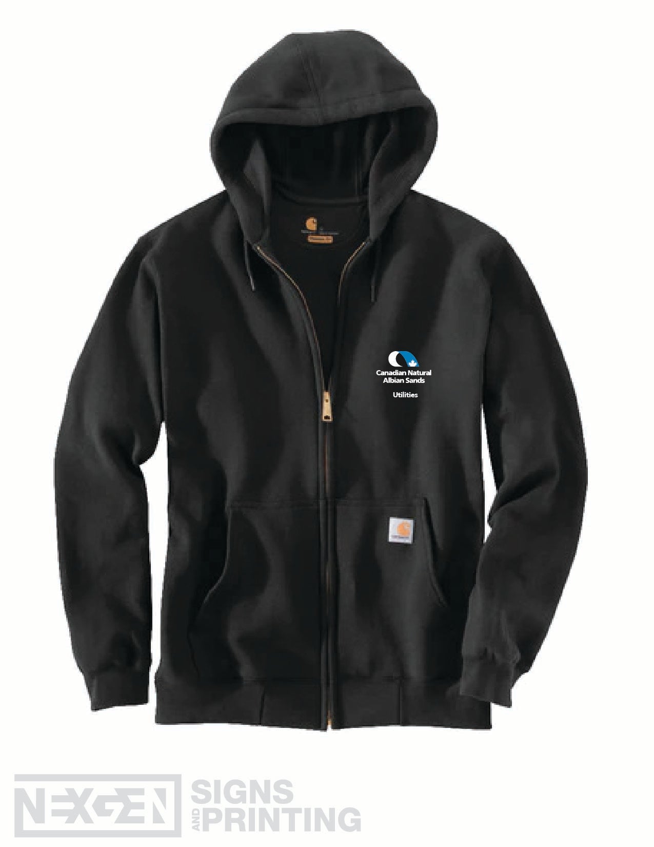Carhartt Loose Fit Midweight Full Zip Sweatshirt - Black (K122) - Embroidery - Albian
