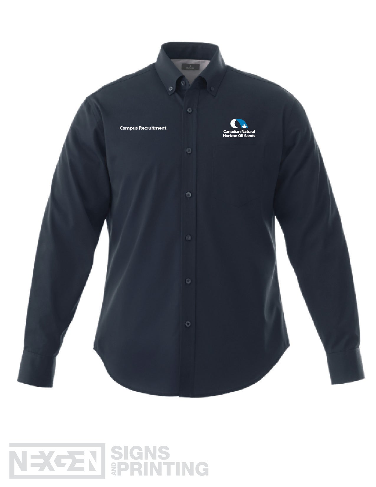CNRL Branded LS-Wilshire Shirt Mens (Navy) - Horizon