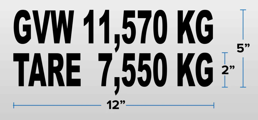 GVW / TARE Decals (set of 2)