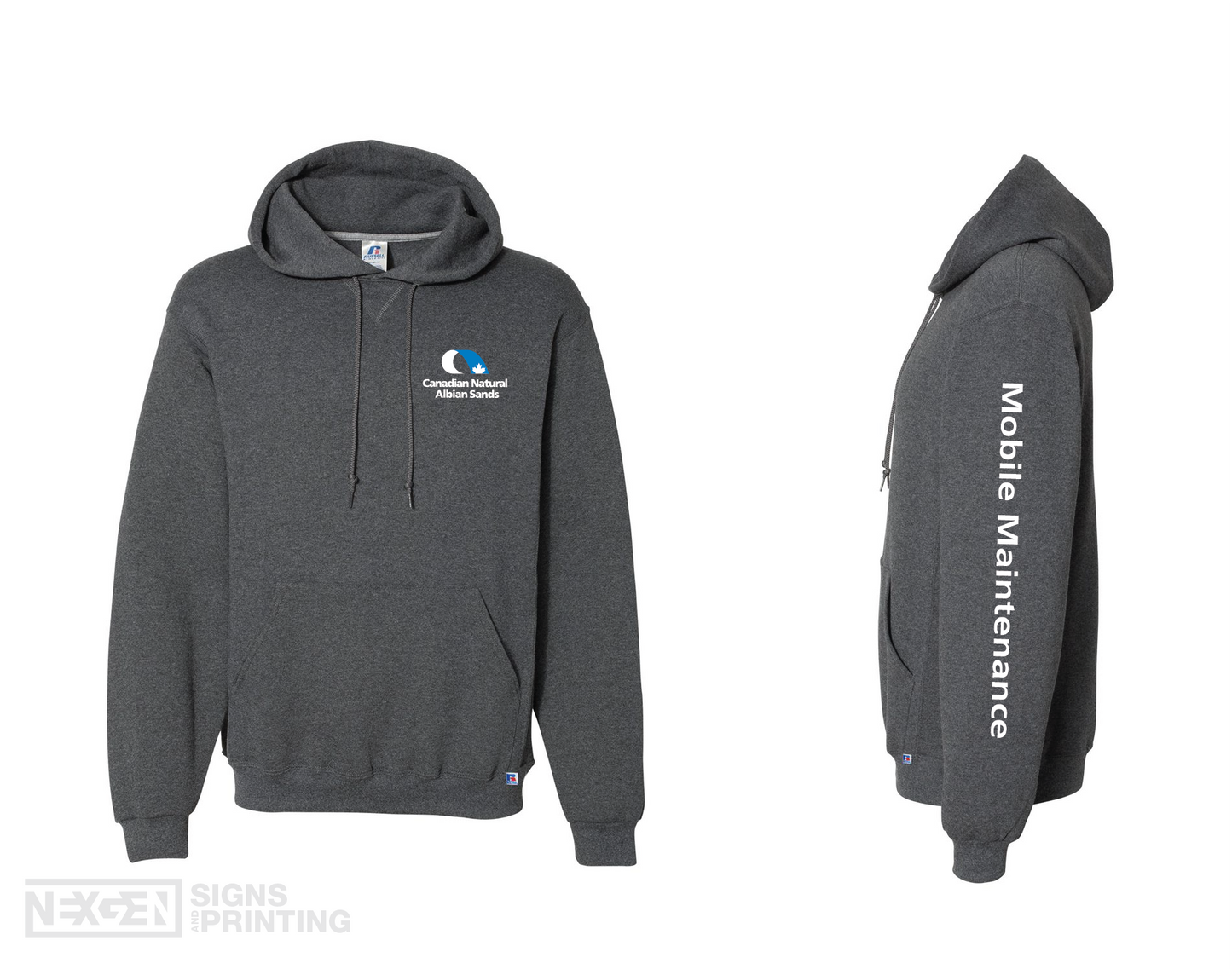 Russell Athletic - Dri Power® Hooded Sweatshirt - 695HBM - Black Heather - Heat Transferred