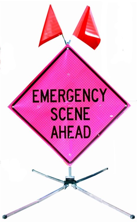 Emergency Fold and Roll Sign System