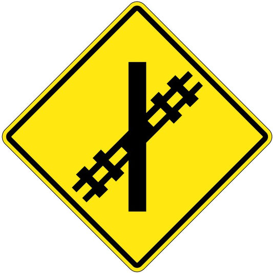 WA-18-L Railway Crossing Ahead - Skew Left