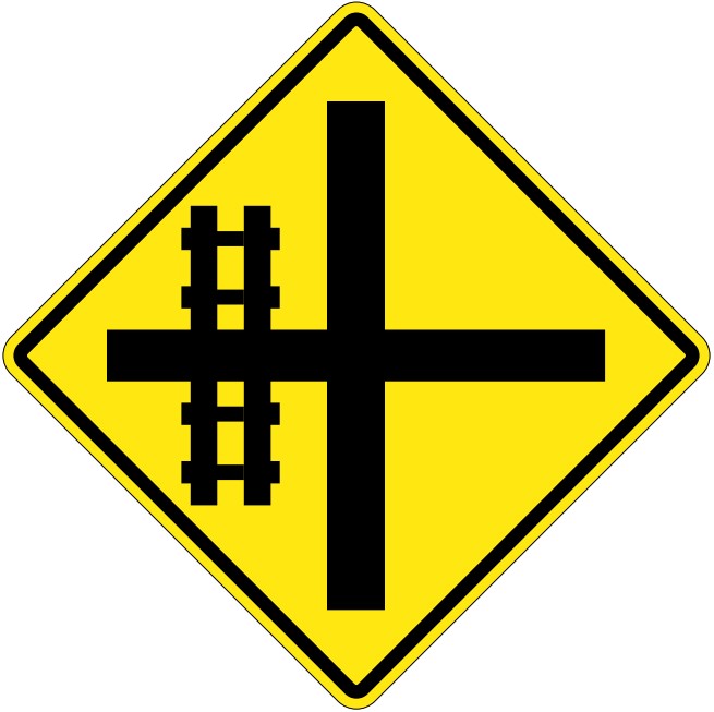 WA-20-L Cross-Road Railway Crossing Left From Cross Intersection