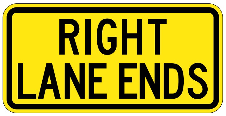WA-33A-TR Right Lane Ends (TAB)
