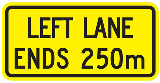 WA-33B-TL Left Lane Ends 250m (TAB)