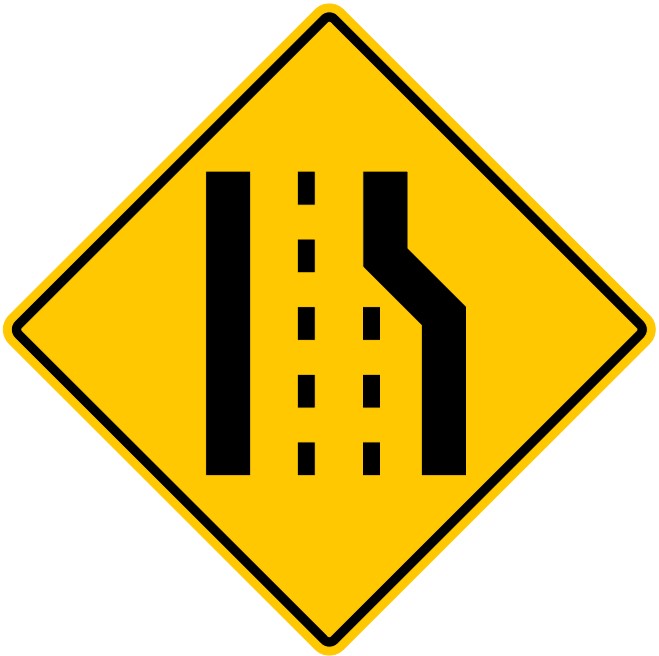 WA-33XR Road Narrows - Loss Of Lane (Right)