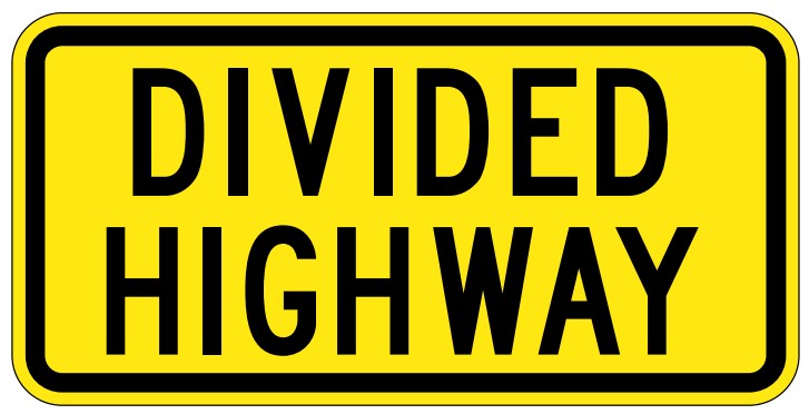 WA-34-T Divided Highway Ahead (TAB)