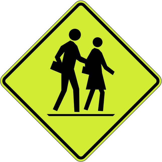 WC-16-L Left Side School Crosswalk Ahead