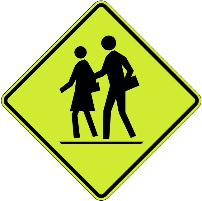 WC-16-R Right Side School Crosswalk Ahead