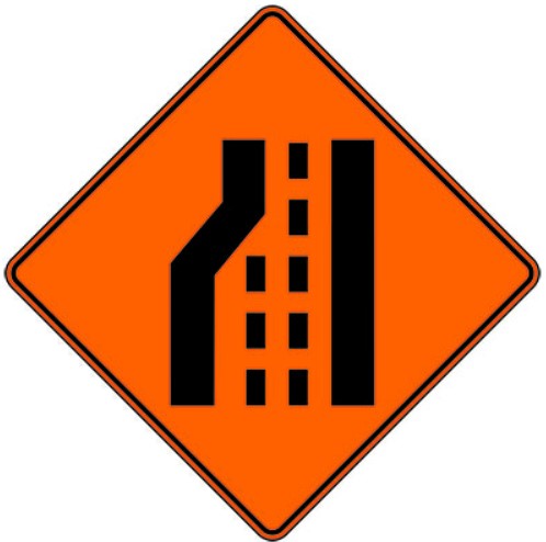 WD-A-33X-L Road Narrows Lane Ends (Left)