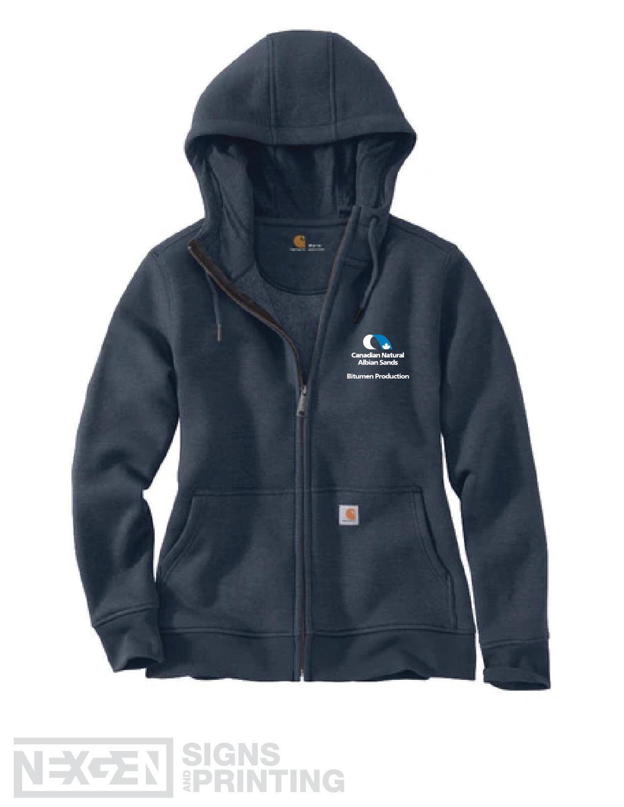 Carhartt Women's Loose Fit Midweight Full Zip Sweatshirt - Navy (102788) - Embroidery - Albian