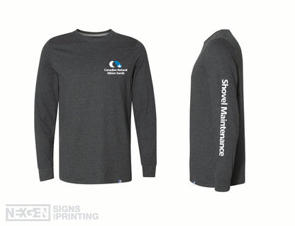 Russell Athletic - Essential Unisex Long Sleeve T-Shirt - 64LTTM0 - Black Heather - Heat Transferred