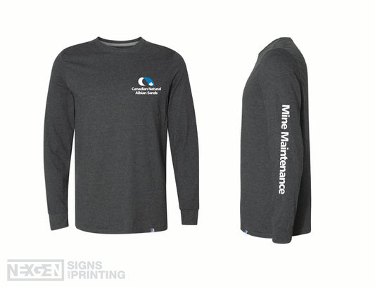 Russell Athletic - Essential Unisex Long Sleeve T-Shirt - 64LTTM0 - Black Heather - Heat Transferred - Albian