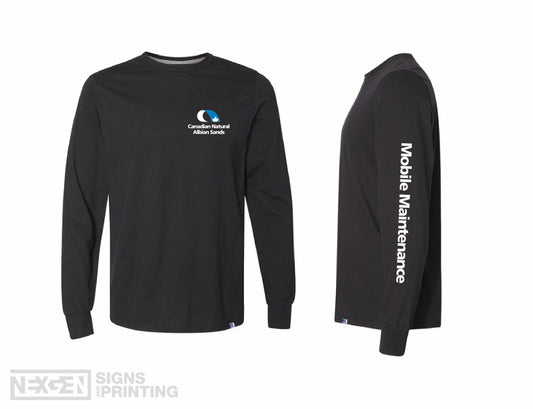 Russell Athletic - Essential Unisex Long Sleeve T-Shirt - 64LTTM0 - Black - Heat Transferred - Albian
