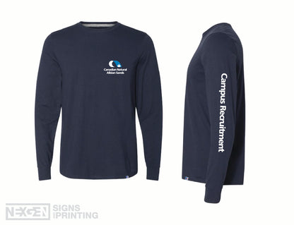 Russell Athletic - Essential Unisex Long Sleeve T-Shirt - 64LTTM0 - Navy - Heat Transferred