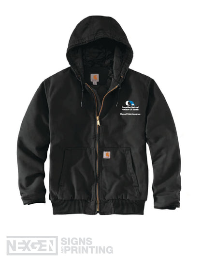 Carhartt Men's Loose Fit Washed Duck Quilt Lined Active Jac - Black (104050) - Embroidery - Horizon