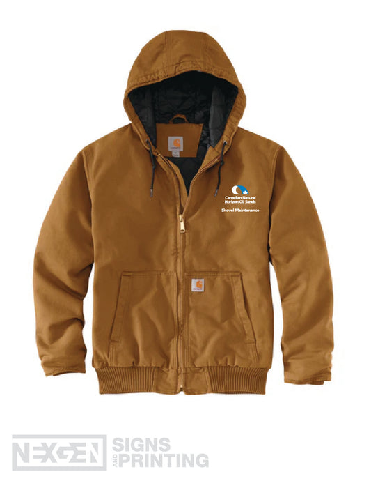 Carhartt Men's Loose Fit Washed Duck Quilt Lined Active Jac - Brown (104050) - Embroidery - Horizon