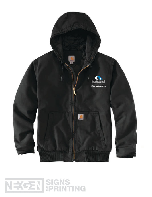 Carhartt Men's Loose Fit Washed Duck Quilt Lined Active Jac - Black (104050) - Embroidery - Horizon