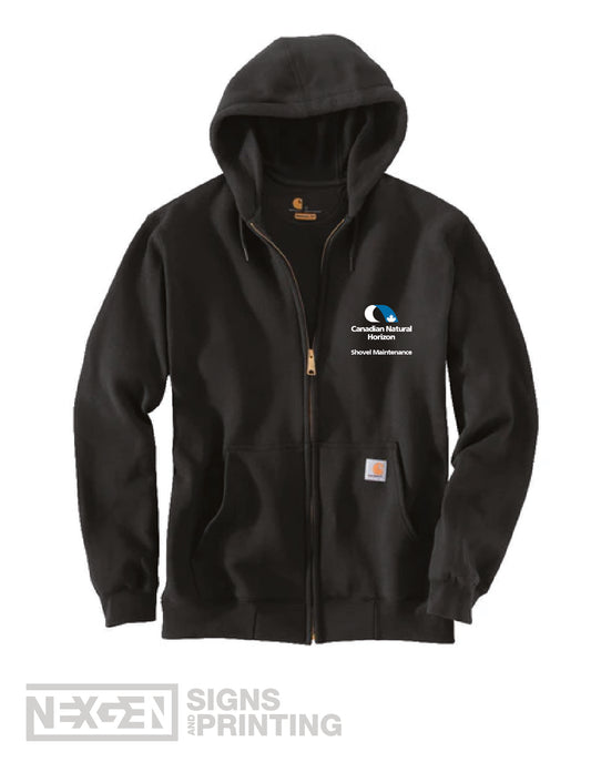 Carhartt Loose Fit Midweight Full Zip Sweatshirt - Black (K122) - Embroidery - Horizon