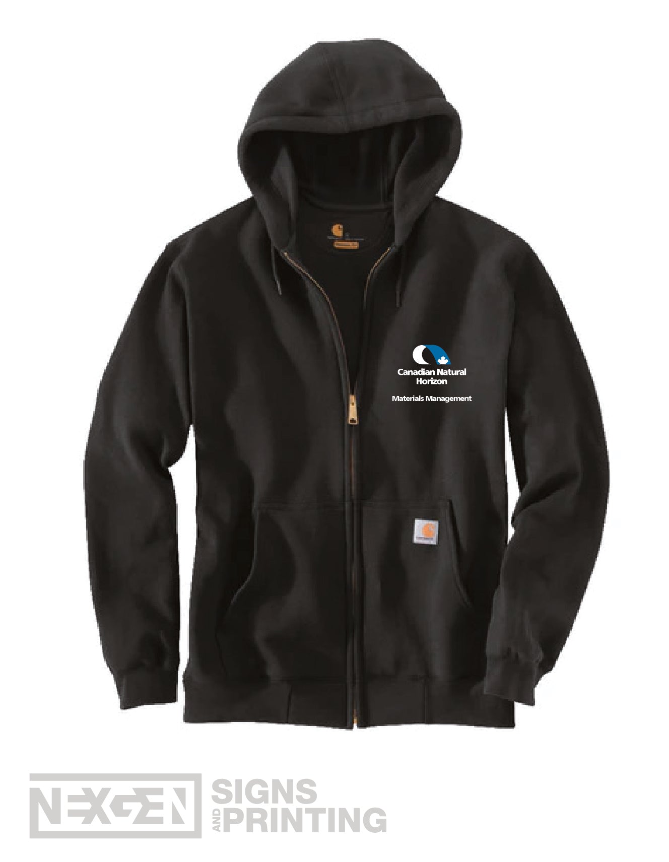 Carhartt Loose Fit Midweight Full Zip Sweatshirt - Black (K122) - Embroidery - Horizon