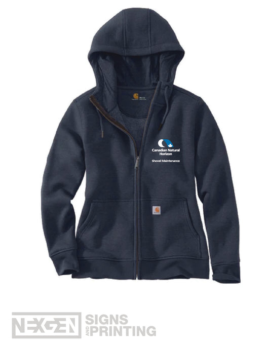Carhartt Women's Loose Fit Midweight Full Zip Sweatshirt - Navy (102788) - Embroidery - Horizon