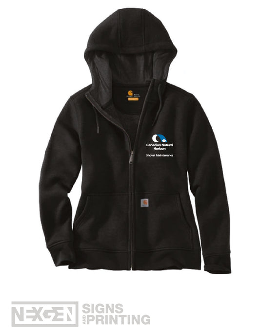 Carhartt Women's Loose Fit Midweight Full Zip Sweatshirt - Black (102788) - Embroidery - Horizon