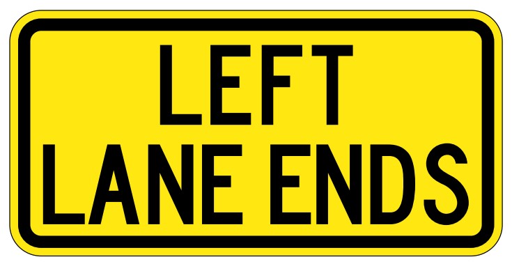 WA-33A-TL Left Lane Ends (TAB)