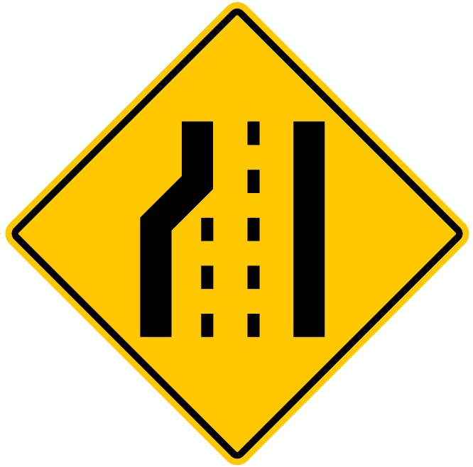 WA-33XL Road Narrows - Loss Of Lane (Left)
