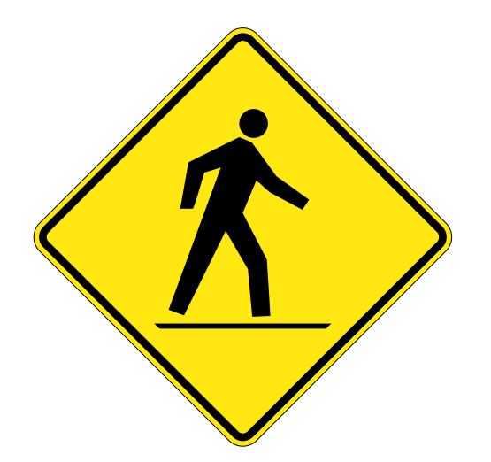WC-2-L Left Side Pedestrian Crossing Ahead