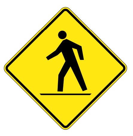 WC-2-R Right Side Pedestrian Crossing Ahead