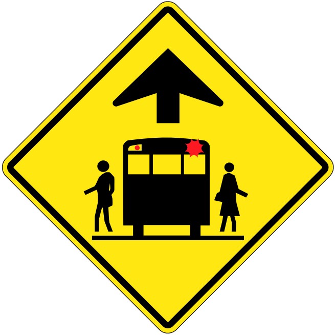 WC-9 School Bus Stop Ahead