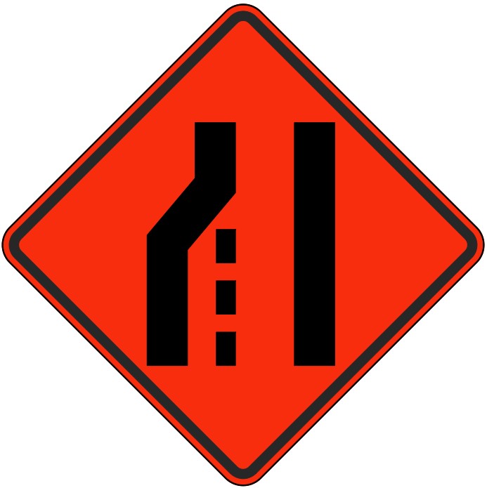 WD-A-33-L Road Narrows Left Lane