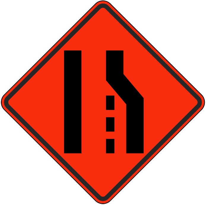 WD-A-33-R Road Narrows Right Lane Ends