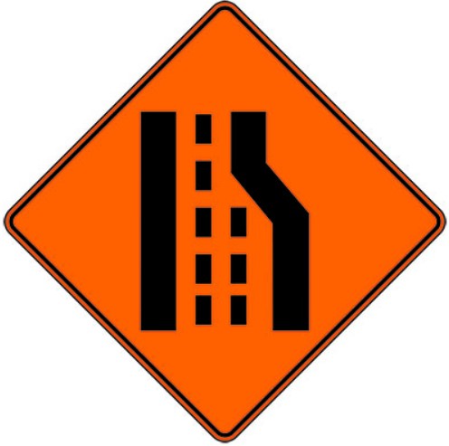 WD-A-33X-R Road Narrows Lane Ends (Right)
